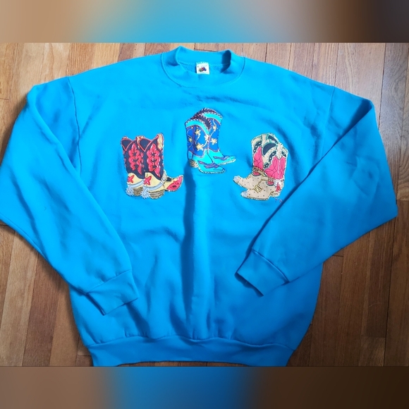 Vintage Handmade Cowboy Boot Crewneck - Picture 1 of 4